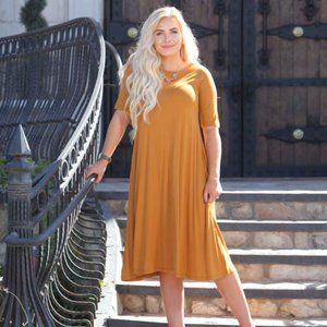SweetSalt Mustard Swing Midi Dress Size XL